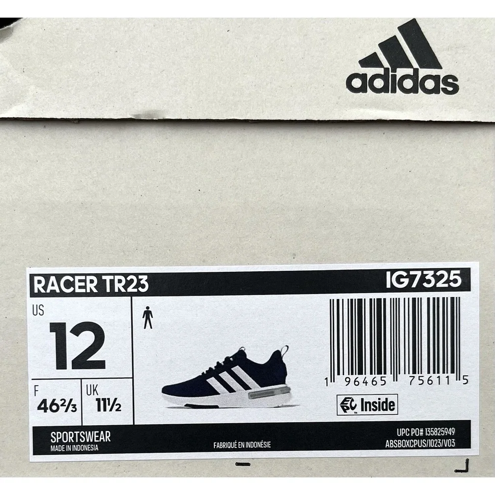 adidas Racer TR23 Mens Running Shoes Size 12 Navy Blue White Athletic Comfort